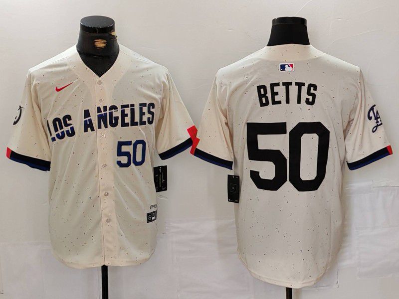 Men Los Angeles Dodgers #50 Betts Cream Fashion Nike Game MLB Jersey style 7014->los angeles dodgers->MLB Jersey